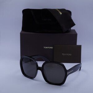 Tom Ford FT1221 01A Saffron Square Sunglasses - Shiny Black\Smoke